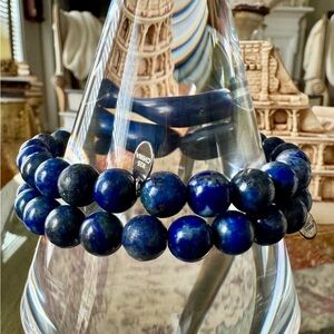 Lapis Blue Stone Beaded Bracelet - 2